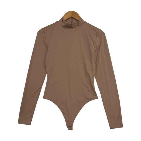 Aritzia Tops - Aritzia Babaton Bodysuit Top Womens Medium Brown Mock Neck Long Sleeve Stretch